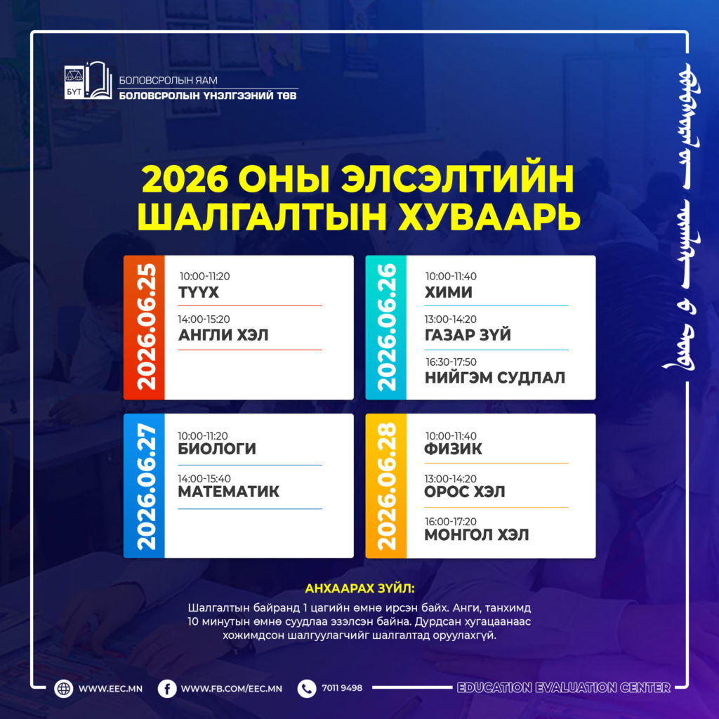 Шалгалтад бүрдүүлэх баримт бичиг